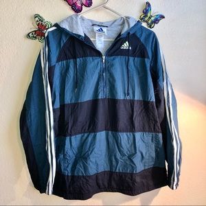 Vintage Adidas Windbreaker, Medium, Half-Zip, Cotton Lined, pet smoke free home